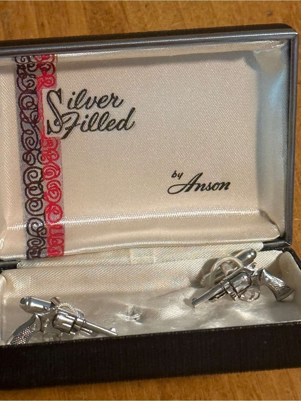 Anson Silver Revolver Vintage Cuff Links - Silver Filled